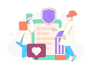 Medical characters fighting the epidemic flat vector concept operation hand drawn illustration
