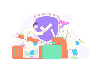 Medical characters fighting the epidemic flat vector concept operation hand drawn illustration
