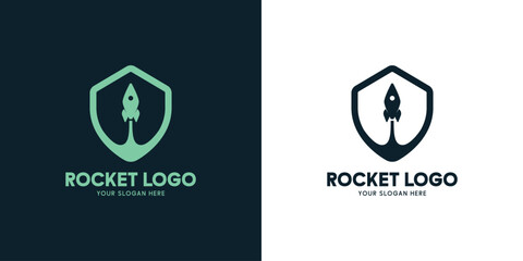 Launching Take Off Rocket Jet Plane Space modern logo word mark logotype design