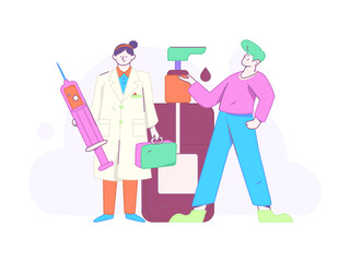 Medical characters fighting the epidemic flat vector concept operation hand drawn illustration
