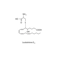 Leukotriene E4 skeletal structure diagram.Leukotriene compound molecule scientific illustration on white background.