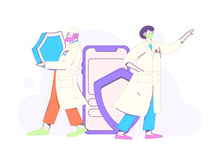 Medical characters fighting the epidemic flat vector concept operation hand drawn illustration
