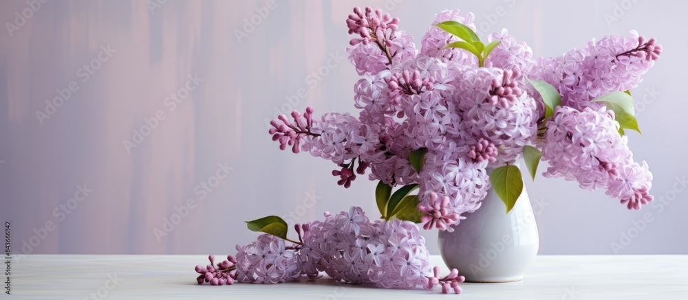 Aufkleber a huge bouquet of lilacs in a large vase isolated on a light gray background still life with flowers