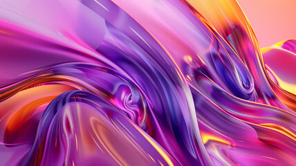 Shiny Undulating 3D Forms on Bright Vibrant Gradient