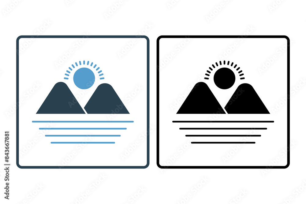 Poster sunset icon. icon related to weather. suitable for web site, app, user interfaces, printable etc. so