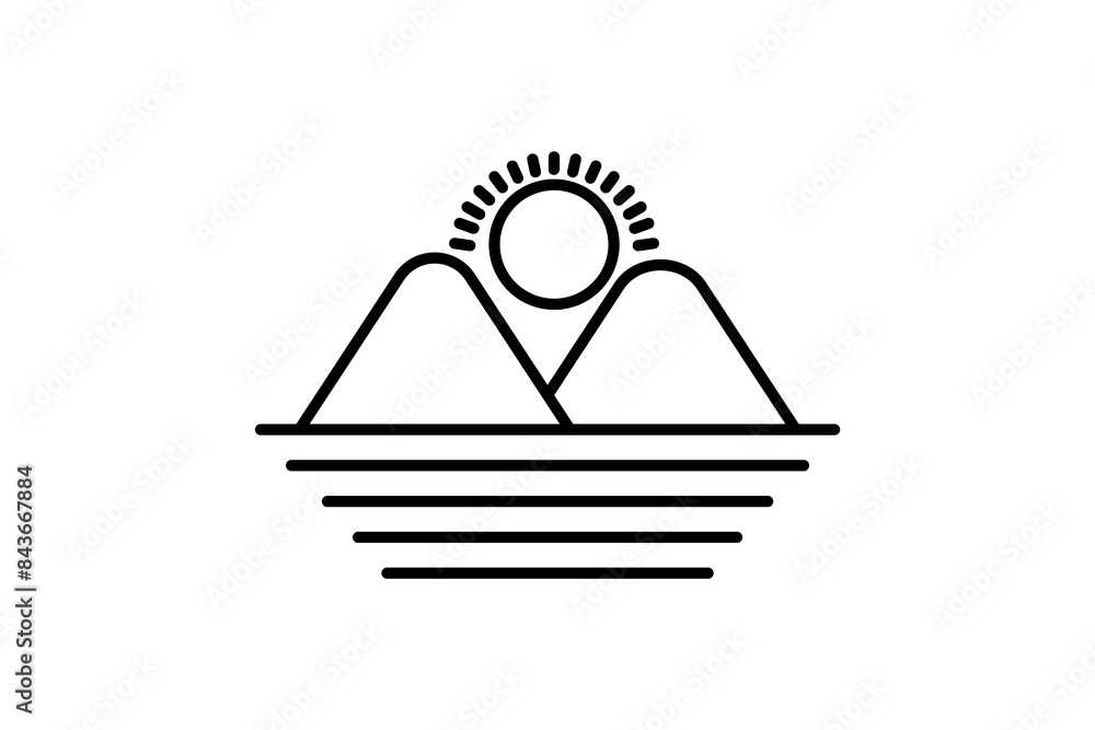 Poster sunset icon. icon related to weather. suitable for web site, app, user interfaces, printable etc. li