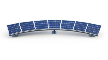 Solar panels arranged in a semi-circle, isolated, white background, high detail, solar power,