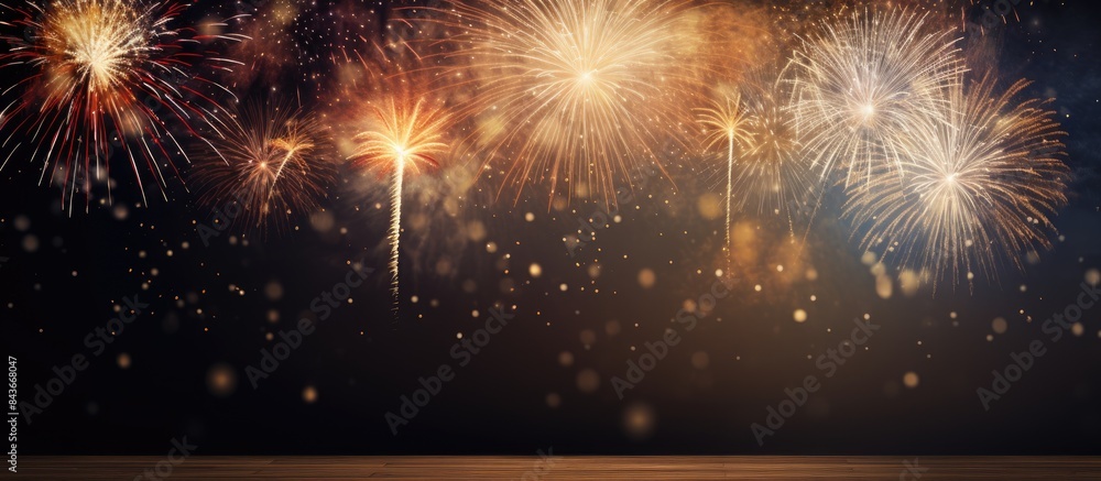 Poster fireworks background with copy space happy new year concept