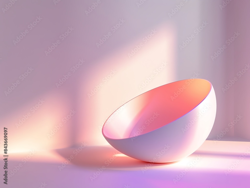 Poster modern minimalist pink bowl with soft light and shadows, creating a calm and elegant atmosphere.