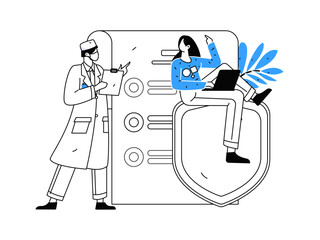 Medical characters fighting the epidemic flat vector concept operation hand drawn illustration
