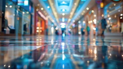 People in Background of Blurred Department Store Shopping Mall Center