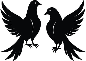 set of black bird silhouettes vector elements vector