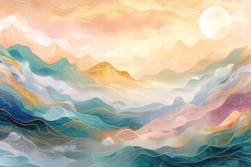 Rocky river backgrounds painting art.