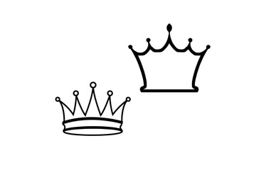two crowns black outline on transparent background, 