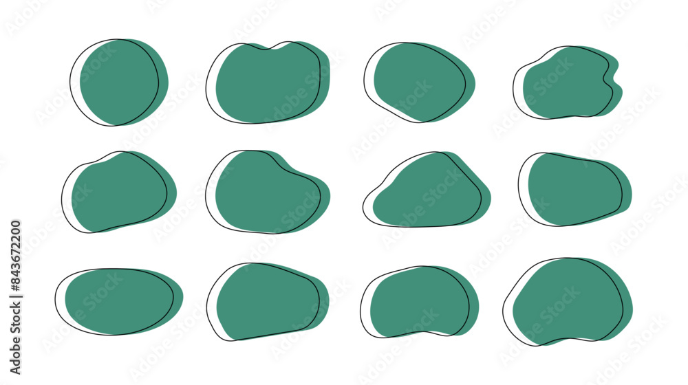 Poster abstract shapes and figures. textbox. frame and speech bubble. modern trendy geometric shapes. vecto