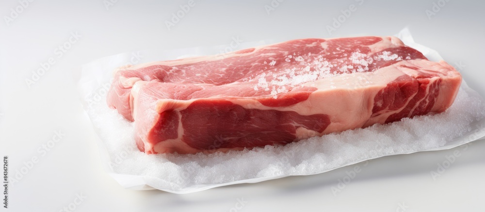 Poster slide of raw pork on white background. copy space available