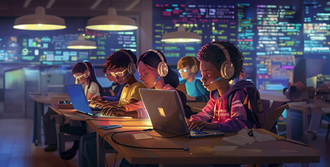 A people in underserved communities accessing the internet through community Wi-Fi networks or shared computing centers