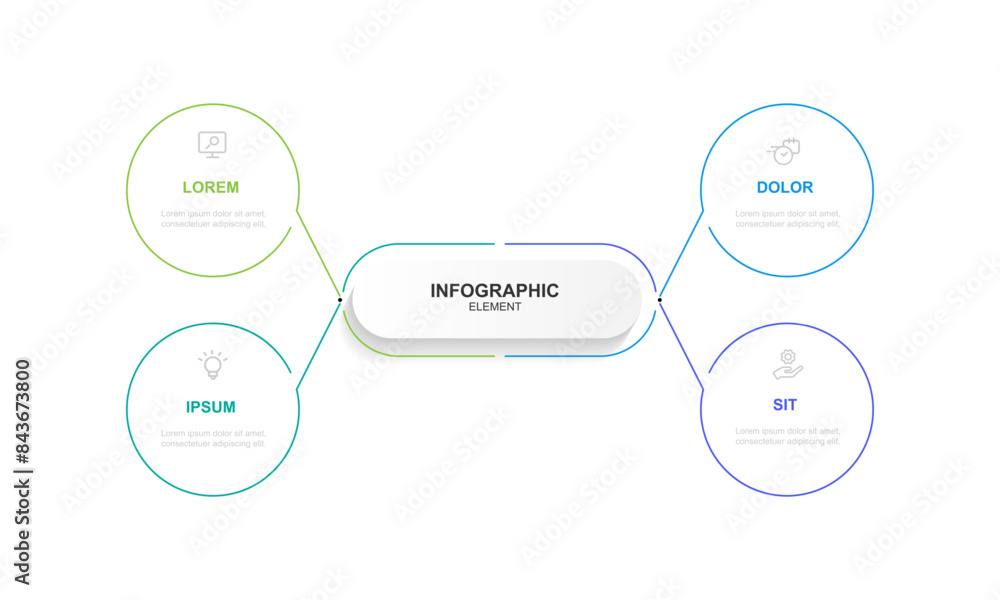 Poster Infographic template vector element with 4 step process or option suitable for web presentation and business information