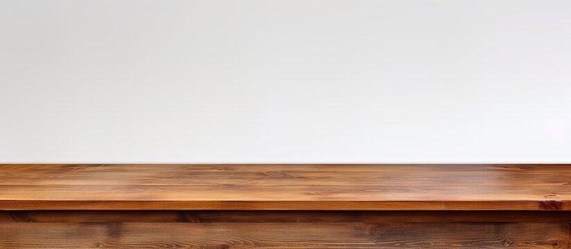 top wooden long table isolated on white background Brown desk. copy space available