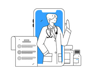 Medical characters fighting the epidemic flat vector concept operation hand drawn illustration
