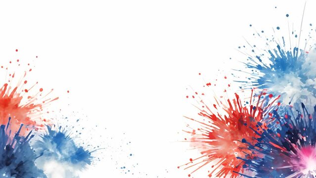 Exploding fireworks in red, white and blue