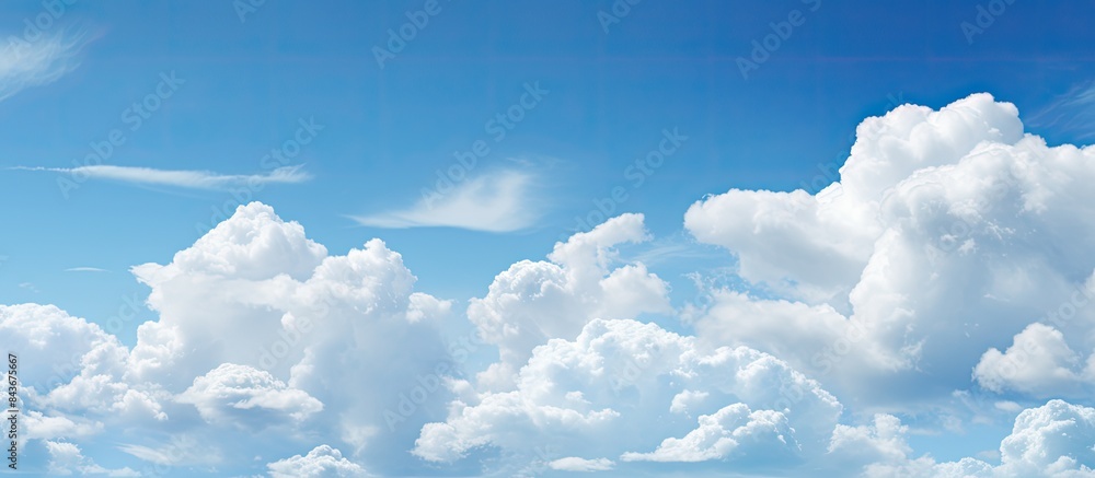 Aufkleber summer cloudy blue sky background panoramic view with beautiful clouds horizontal cloudscape design 