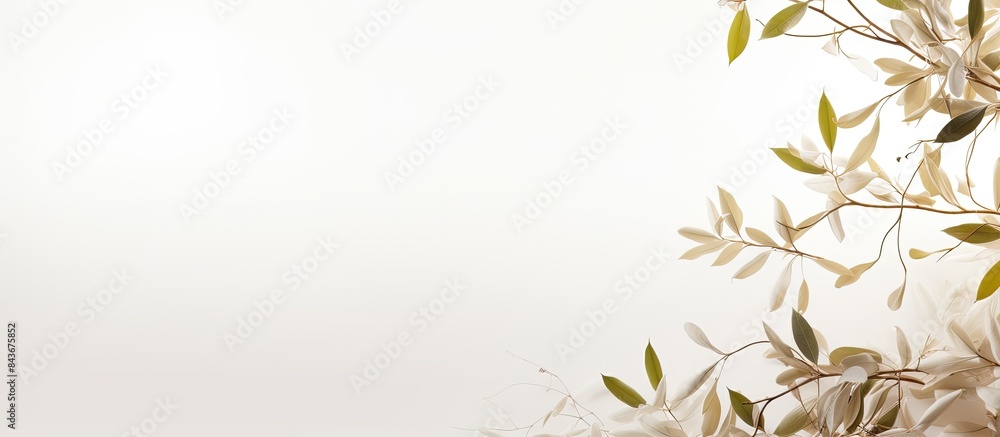 Poster The image features natural shadows of leaves and branches casting over a white textured background creating a captivating scene for showcasing products or adding overlays The abstract blurred backgro