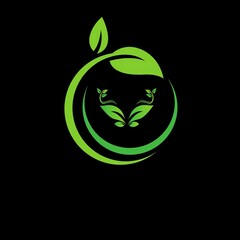 Green Tree shape Natural Logo 