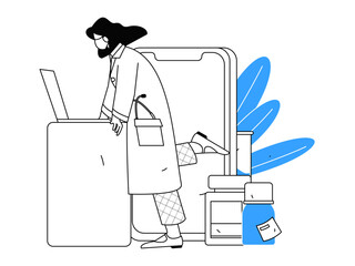 Medical characters fighting the epidemic flat vector concept operation hand drawn illustration
