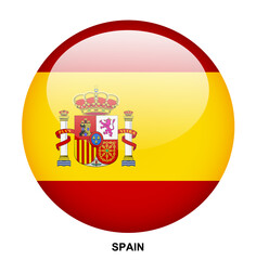 Obraz premium SPAIN flag button on white background