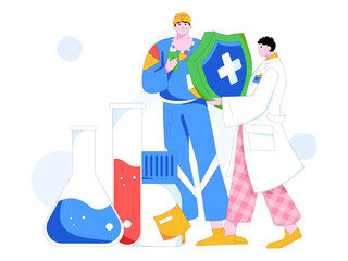 Medical characters fighting the epidemic flat vector concept operation hand drawn illustration
