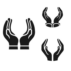 Vector silhouette of a care hands set for your logo isolated on white background