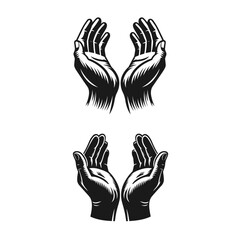 Vector silhouette of a care hands set for your logo isolated on white background