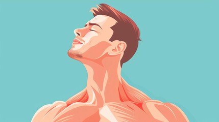 Shoulder muscle massage tips flat design front view pain relief methods cartoon drawing triadic color scheme