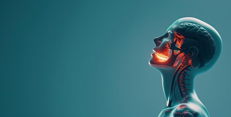 Neck muscle pain after exercise flat design front view stretching tips 3D render split-complementary color scheme