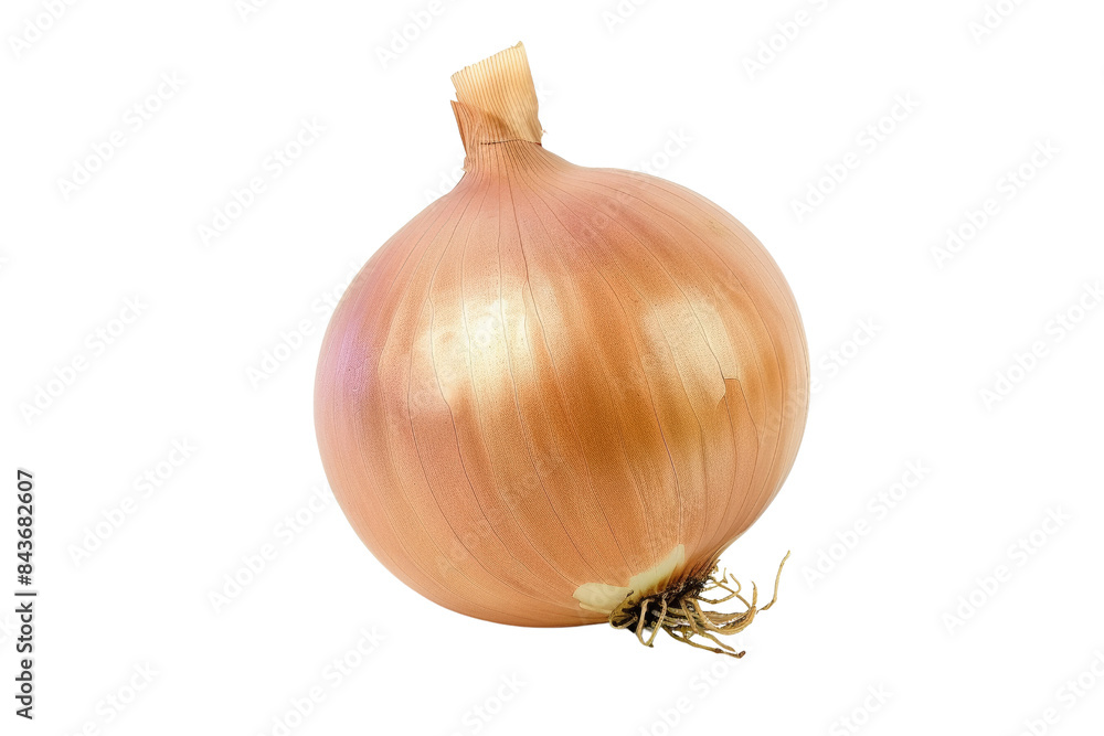 Poster fresh whole onion isolated on white background - high-resolution image of a single brown onion with 