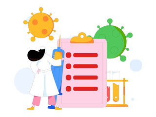 Medical characters fighting the epidemic flat vector concept operation hand drawn illustration
