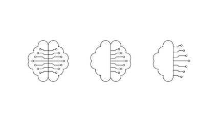 Brain logo vector illustration. Containing brainstorming, artificial intelligence, machine learning, assistant, brain, robot, idea, car, recommendation, ai, nlp.