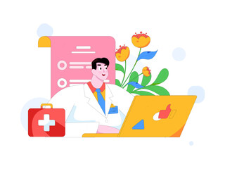 Medical characters fighting the epidemic flat vector concept operation hand drawn illustration
