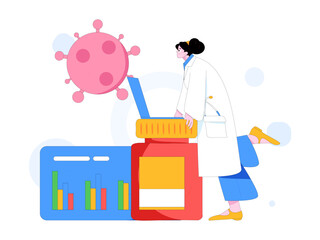 Medical characters fighting the epidemic flat vector concept operation hand drawn illustration
