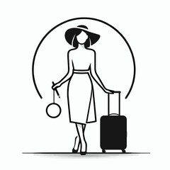 illustration of traveler with luggage. business tourist. travel holiday concept