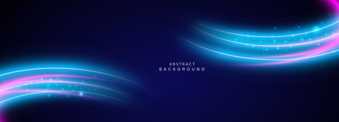 Abstract futuristic background with neon glowing lines. Vector illustration.