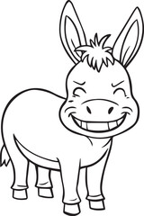 cute donkey vector illustration isolated on white background, animal in flat style, rural farming