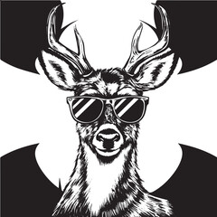 Vector cartoon deer wear sunglass illustration