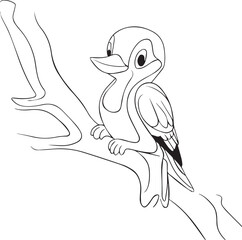 Vector illustration of nightingale isolated on white background. For kids coloring book.