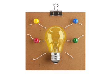 Creative brainstorming board isolated on transparent background