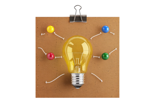 Creative brainstorming board isolated on transparent background - Powered by Adobe