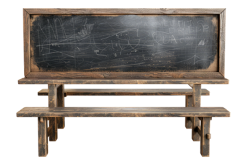 Elementary class room bench isolated on transparent background