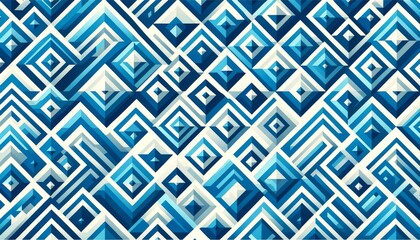 青の幾何学模様のパターン背景イラスト