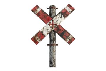 Rail road crossing sign isolated on transparent background
